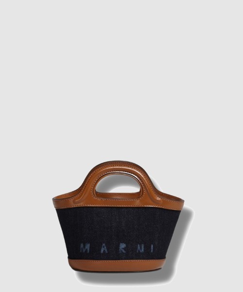 [MARNI-마르니]데님 앤 레더 트로피칼리아 버킷백 마이크로