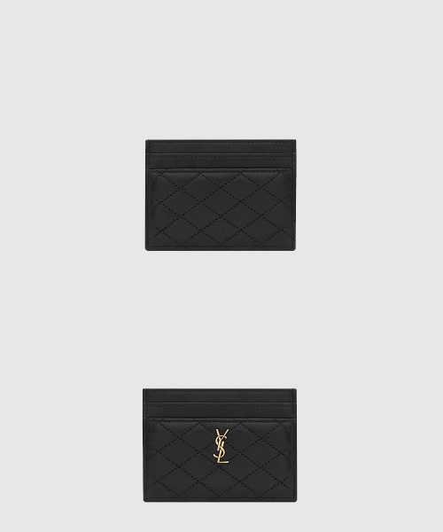 [SAINT LAURENT-생로랑]퀼트 처리된 램스킨 소재의 GABY 카드 케이스 703219