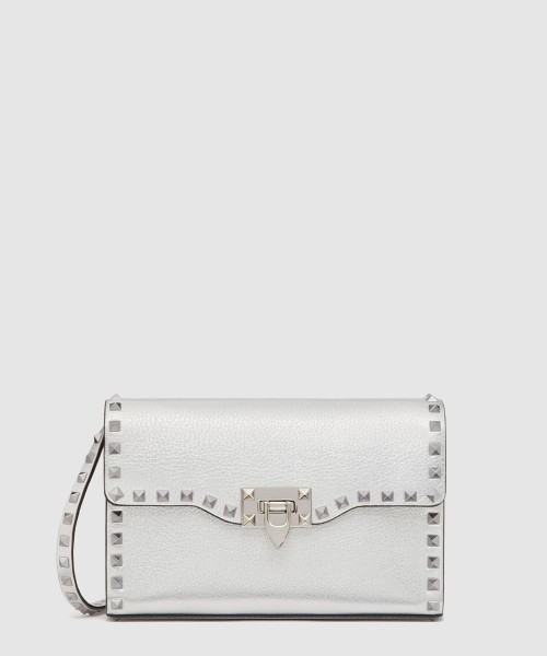 [VALENTINO-발렌티노]스몰 락스터드 그레인 메탈릭 송아지가죽 크로스바디백