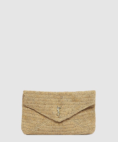 [SAINT LAURENT-생로랑]CASSANDRE 라피아 소재의 대형 봉투형 파우치 786074