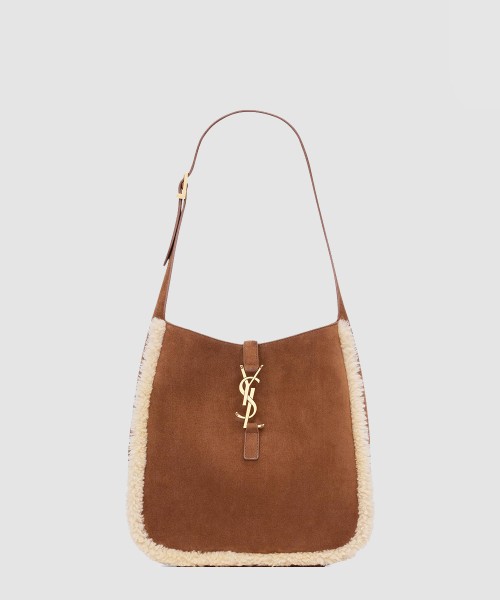 [SAINT LAURENT-생로랑]LE 5 A 7 퍼 트리밍 스웨이드 숄더백 713938