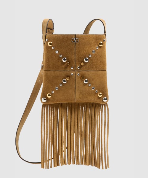 [VALENTINO-발렌티노]가라바니 넬코트 스웨이드 프린지 스몰 숄더백