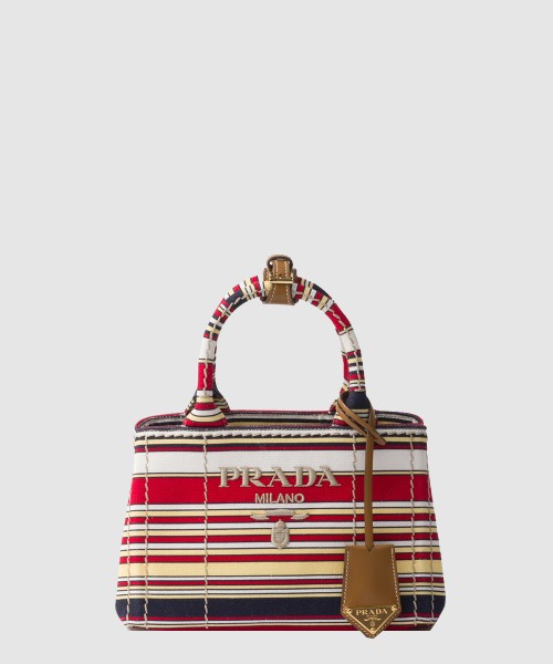 [PRADA-프라다]스트라이프 코튼 캔버스 미니백 1BA038