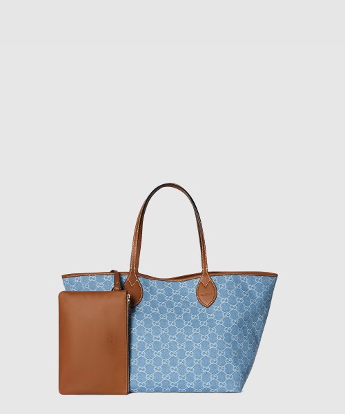 [GUCCI-구찌]가죽 트림 데님 미디엄 토트백 837190